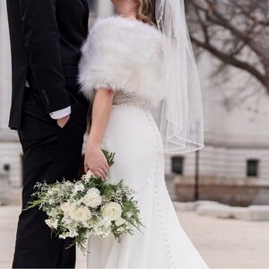 Elegant White Faux Fur Shawl